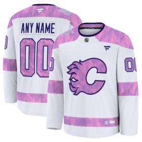 Calgary Flames Dresy Personalizované Fanatics Hockey Fights Cancer Practice 2024-25 Bílý - Pánské
